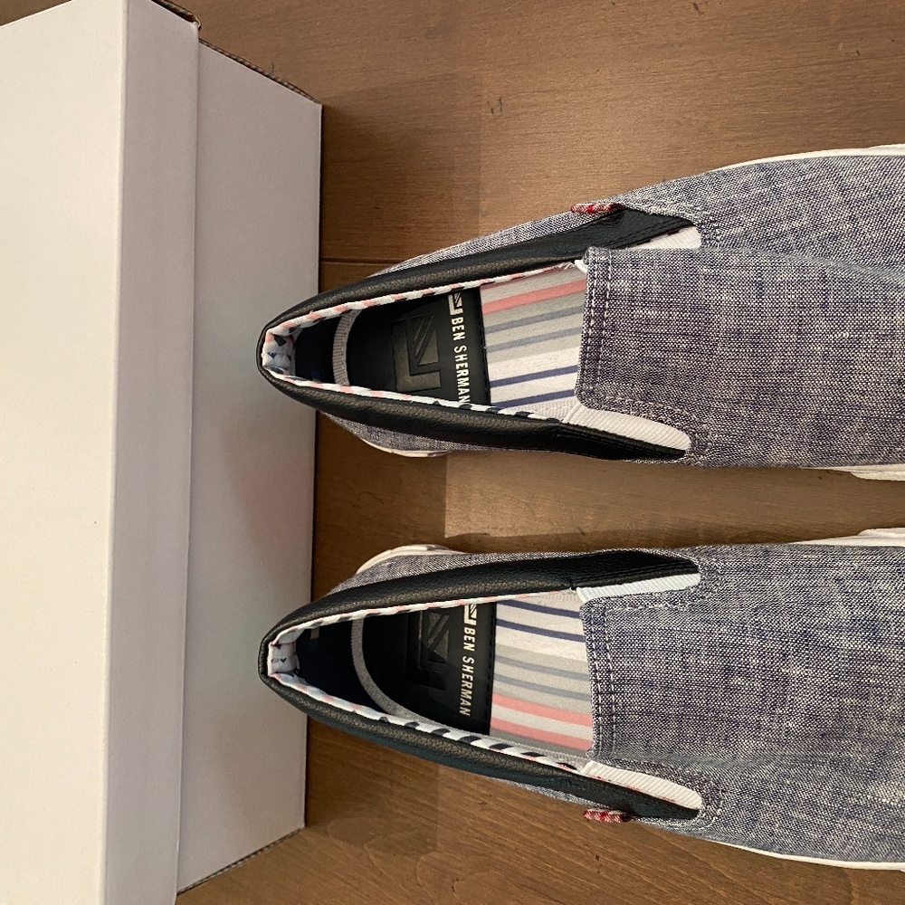 Ben Sherman navy linen slip on